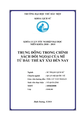 Khóa luận tốt nghiệp trung đông trong chính sách đối ngoại của mĩ từ đầu thế kỷ xxi đến nay