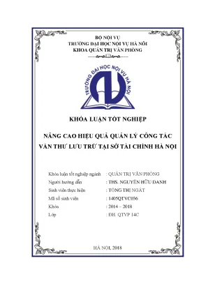 Nâng cao hiệu quả quản lý công tác văn thư lưu trữ tại sở tài chính hà nội