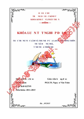 Thực trạng việc làm và thu nhập của lao động nông thôn thị xã hương trà tỉnh thừa thiên huế