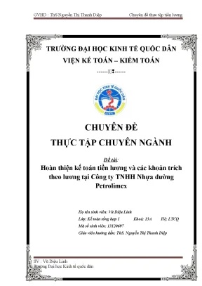 Chuyên đề thực tập hoàn thiện kế toán tiền lương và các khoản trích theo tiền lương tại công ty trách nhiệm hữu hạn nhựa đường petrolimex