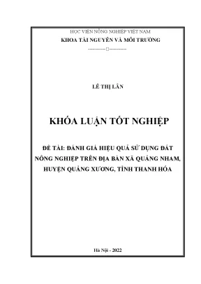 Đánh giá hiệu quả sử dụng đất nông nghiệp trên địa bàn xã quảng nam huyện quảng xương tỉnh thanh hóa