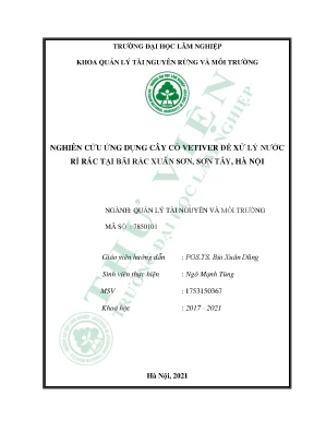 Nghiên cứu ứng dụng cây cỏ vetiver để xử lý nước rỉ rác tại bãi rác xuân sơn sơn tây hà nội