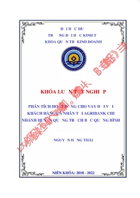 Phân tích hoạt động cho vay khách hàng cá nhân tại ngân hàng nông nghiệp và phát triển nông thôn việt nam chi nhánh quảng trạch bắc quảng bình