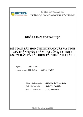 Kế toán tập hợp chi phí sản xuất và tính giá thành sản phẩm tại công ty tnhh sx tm dây cáp điện tài trường thành