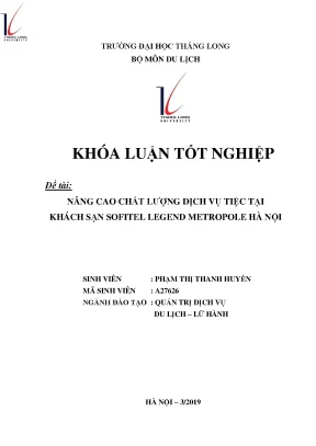 Nâng cao chất lượng dịch vụ tiệc tại khách sạn sofitel legend metropole hà nội