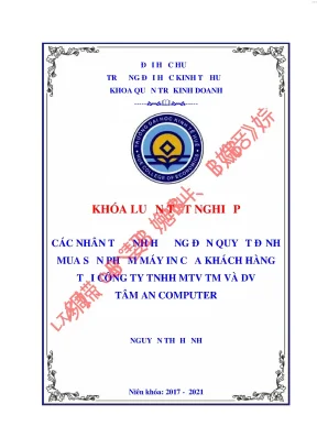 Các nhân tố ảnh hưởng đến quyết định mua sản phẩm máy in của khách hàng tại công ty tnhh mtv tm và dv tâm an computer