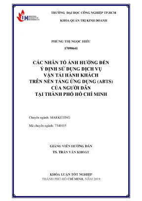 Các nhân tố ảnh hưởng đến ý định sử dụng dịch vụ vận tải hành khách trên nền tảng ứng dụng abts của người dân tại thành phố hồ chí minh
