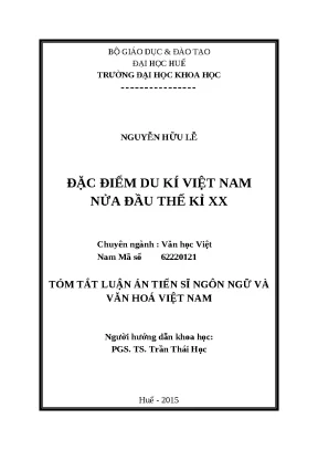 Luận án đặc điểm du kí việt nam nửa đầu thế kỉ xx