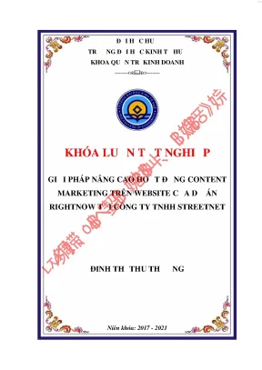Giải pháp nâng cao hiệu quả content marketing trên website của dự án rightnow tại công ty tnhh streetnet