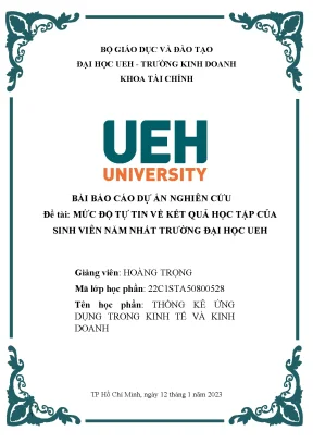 Đề tài mức độ tự tin về kết quả học tập của sinh viên năm nhất trường đại học ueh