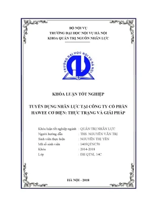 Khóa luận tốt nghiệp tuyển dụng nhân lực tại công ty cổ phần hawee cơ điện thực trạng và giải pháp