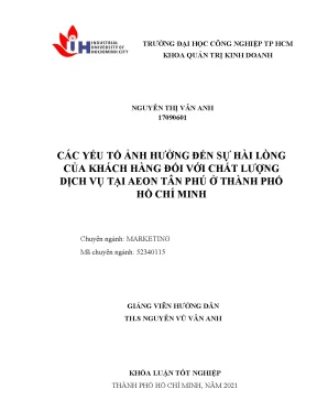Các yếu tố ảnh hưởng đến sự hài lòng của khách hàng đối với chất lượng dịch vụ tại aeon tân phú ở thành phố hồ chí minh