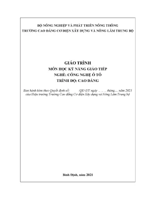 Giáo trình kỹ năng giao tiếp nghề công nghệ ô tô trình độ cao đẳng trường cđ cơ điện xây dựng và nông lâm trung bộ