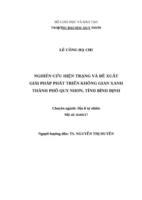 0923 nghiên cứu hiện trạng và đề xuất giải pháp phát triển không gian xanh thành phố quy nhơn tỉnh bình định luận văn tốt nghiệp