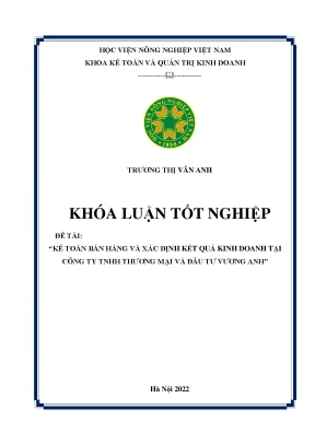 Khóa luận tốt nghiệp kế toán bán hàng và xác định kết quả kinh doanh tại công ty tnhh thương mại và đầu tư vương anh