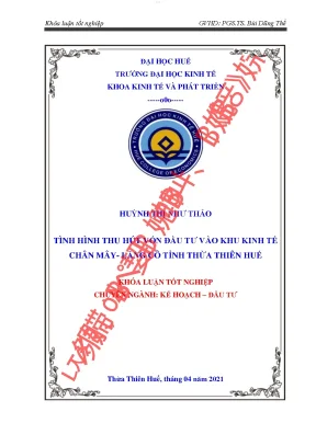 Tình hình thu hút vốn đầu tư vào khu kinh tế chân mây lăng cô tỉnh thừa thiên huế