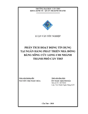 Phân tích hoạt động tín dụngtại ngân hàng phát triển nhà đồngbằng sông cửu long chi nhánhthành phố cần thơ