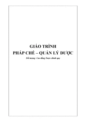 Giáo trình pháp chế quản lý dược