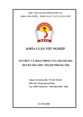 Tổ chức và hoạt động của thanh tra huyện sóc sơn thành phố hà nội