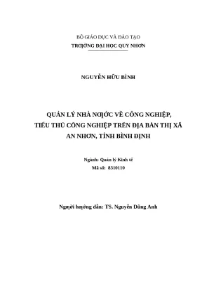 0404 quản lý nhà nước về công nghiệp tiểu thủ công nghiệp trên địa bàn thị xã an nhơn tỉnh bình định luận văn tốt nghiệp
