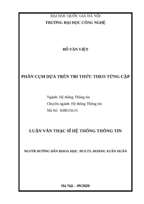Phân cụm dựa trên tri thức theo từng cặp luận văn thạc sĩ hệ thống thông tin