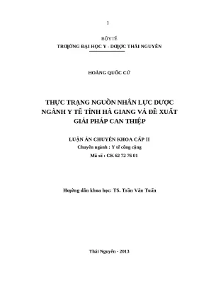 Luận văn thực trạng nguồn nhân lực dược ngành y tế tỉnh hà giang và đề xuất giải pháp can thiệp
