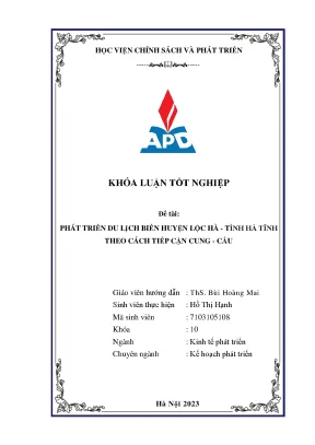 Chuyên ngành kế hoạch phát triển phát triển du lịch biển huyện lộc hà tỉnh hà tĩnh theo cách tiếp cận cung cầu