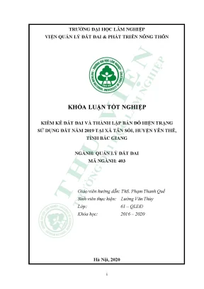 Kiểm kê đất đai và thành lập bản đồ hiện trạng sử dụng đất năm 2019 tại xã tân sỏi huyện yên thế tỉnh bắc giang