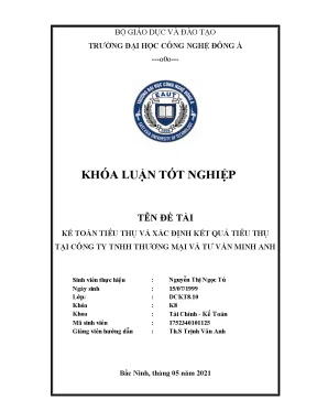 Hoàn thiện kế toán tiêu thụ và xác định kế quả tiêu thụ tại công ty tnhh thương mại và tư vấn minh anh