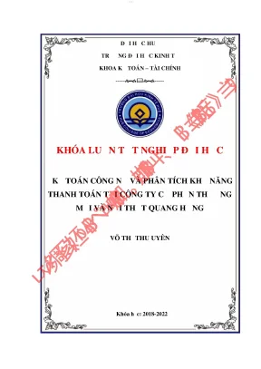 Công tác kế toán công nợ và phân tích khả năng thanh toán tại công ty cổ phần thương mại và nội thất quang hưng