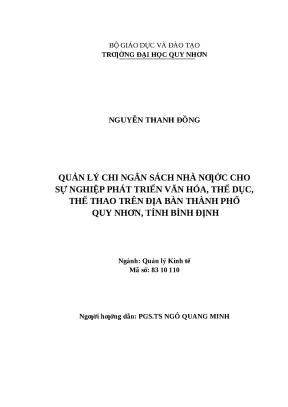 0556 quản lý chi ngân sách nhà nước cho sự nghiệp phát triển văn hóa thể dục thể thao trên địa bàn thành phố quy nhơn tỉnh bình định luận văn tốt nghiệp