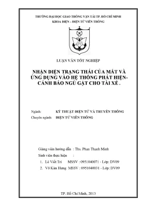 Nhận diện trạng thái của mắt và ứng dụng vào hệ thống phát hiện cảnh báo ngủ gật cho tài xế
