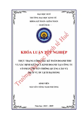 Thực trạng công tác kế toán doanh thu và xác định kết quả kinh doanh tại công ty cổ phần truyền thông quảng cáo và dịch vụ du lịch đại bàng