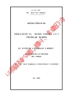 Nâng cao chất lượng nguồn nhân lực tại viettel quảng bình
