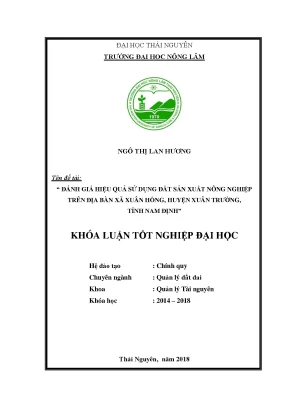 Đánh giá hiệu quả sử dụng đất sản xuất nông nghiệp trên địa bàn xã xuân hồng huyện xuân trường tỉnh nam định