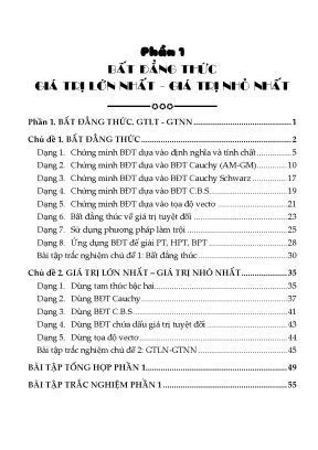 Chuyên đề bất đẳng thức giá trị nhỏ nhất giá trị lớn nhất