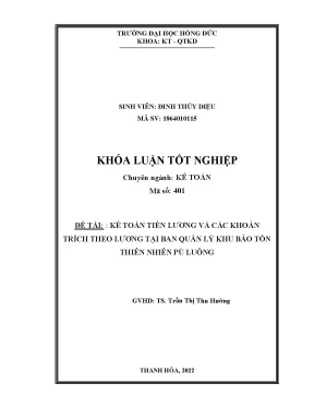 Kế toán tiền lương và các khoản trích theo lương tại ban quản lý khu bảo tồn thiên nhiên pù luông