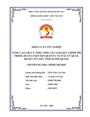 Nâng cao chất lượng công tác giáo dục chính trị trong huấn luyện dân quân tự vệ ở xã tứ quận huyện yên sơn tỉnh tuyên quang