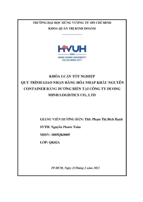 Quy trình giao nhận hàng hóa nhập khẩu nguyên container bằng đường biển tại công ty duong minh logistics co ltd