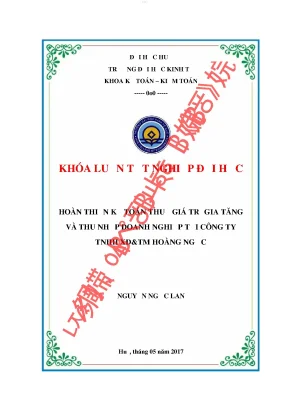 Hoàn thiện kế toán thuế giá trị gia tăng và thu nhập doanh nghiệp tại công ty tnhh xdtm hoàng ngọc