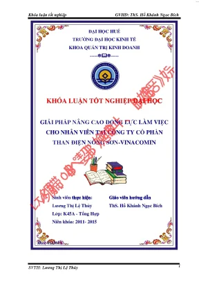 Giải pháp nâng cao động lực làm việc cho nhân viên tại công ty cổ phần than điện nông sơn vinacomin
