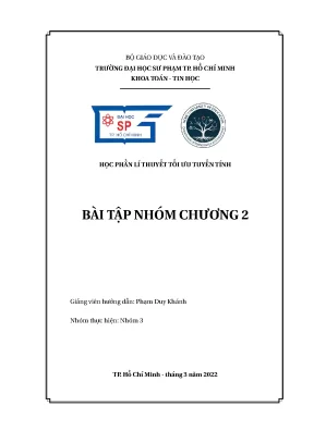 Học phần lí thuyết tối ưu tuyến tính bài tập nhóm chương 23
