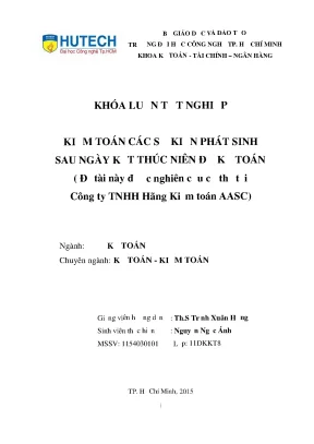 Khóa luận tốt nghiệp kiểm toán các sự kiện phát sinh sau ngày kết thúc niên độ kế toán đề tài này được nghiên cứu cụ thể tại công ty tnhh hãng kiểm toán aasc