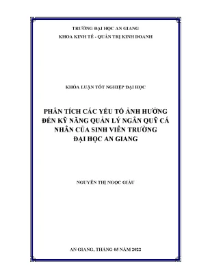Phân tích các yếu tố ảnh hưởng đến kỹ năng quản lý ngân quỹ cá nhân của sinh viên trường đại học an giang