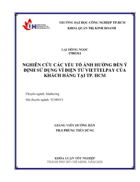 Nghiên cứu các yếu tố ảnh hưởng đến ý định sử dụng ví điện tử viettelpay của khách hàng tại tp hồ chí minh