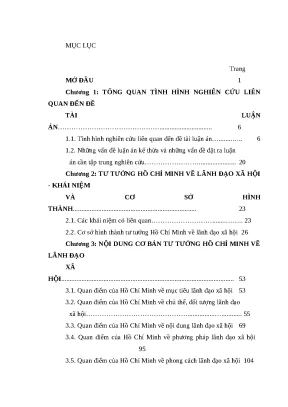 Luận án tiến sĩ tư tưởng hồ chí minh về lãnh đạo xã hội