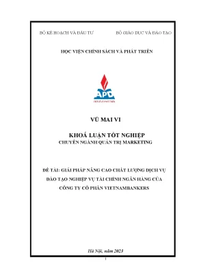 Chuyên ngành quản trị marketing giải pháp nâng cao chất lượng dịch vụ đào tạo nghiệp vụ tài chính ngân hàng của công ty cổ phần vietnambankers