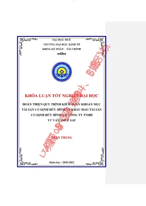 Hoàn thiện quy trình kiểm toán khoản mục tài sản cố định hữu hình và khấu hao tài sản cố định hữu hình tại công ty tnhh tư vấn thuế saf