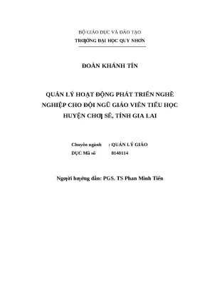0453 quản lý hoạt động phát triển nghề nghiệp cho đội ngũ giáo viên tiểu học huyện chư sê tỉnh gia lai luận văn tốt nghiệp