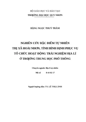 0964 nghiên cứu đặc điểm tự nhiện thị xã hoài nhơn tỉnh bình định phục vụ tổ chức hoạt động trải nghiệm địa lí ở trường trung học phổ thông luận văn tốt ng